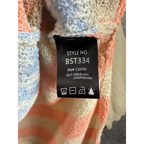 POL Clothing Americana Knit Tie Front Flag Hoodie - Large Style BST334 - Picture 5 of 9